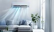 Air conditioner, bright living room background