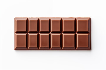 Chocolate bar isolated on white background, top view