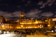 Night view of the market of Trajan - the ruins of shopping buildings on the forum of Trajan in Rome. Italy