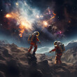 Astronauts discovering a cosmic phenomenon.