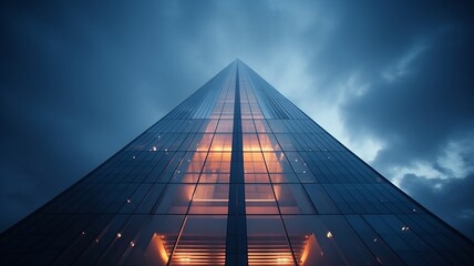 Modern Glass Building with Illuminated Interior
