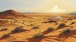 Digital art shows a desert encroaching on lush land, illustrating climate-induced desertification.