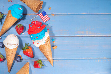 Wall Mural -  Red, white and blue ice cream ball