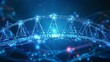A holographic bridge connecting the realms of HR and AI, symbolizing the seamless integration of technology in crafting an efficient and adaptive workforce ecosystem./