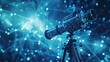 A digital telescope unveiling the vast potential of talent pools, with AI algorithms providing HR professionals a clear vision for strategic workforce planning./