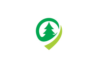 Sticker - simple pin with pine tree logo icon design