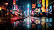 City nightlife captured in electric hues