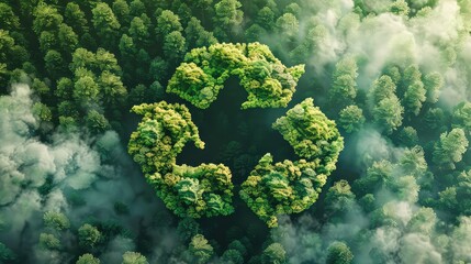 Recycling On A Green Cloud Surrounded By Trees, Generative AI

