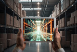 Fototapeta  - Supply Chain Digital Twin Technology used in a modern Logistics Warehouse