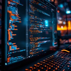 AI coding software electric blue code