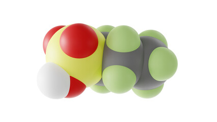 Poster - perfluoropropanesulfonic acid molecule, pfprs, molecular structure, isolated 3d model van der Waals