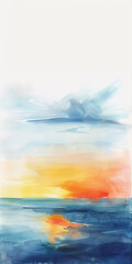 Wall Mural - Abstract watercolor seascape capturing stunning, vibrant sunrise, watercolor,  background with a pace for text