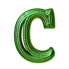 Symbol made of green spheres. letter c