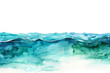 Hand-drawn watercolor abstract seascape with underwater section, watercolor, white background 