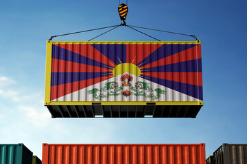 Wall Mural - Tibet trade cargo container hanging against clouds background