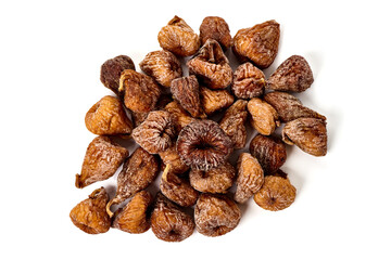 Wall Mural - Dried figs, close-up, isolated on white background.