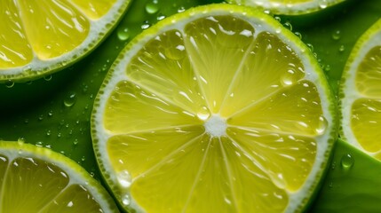 Slices of lemon and lime as a background. Close up.