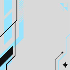Poster - Cyberpunk Style, Futuristic Light Grey Background with Neon Blue and Black Flat Mech Frame Border