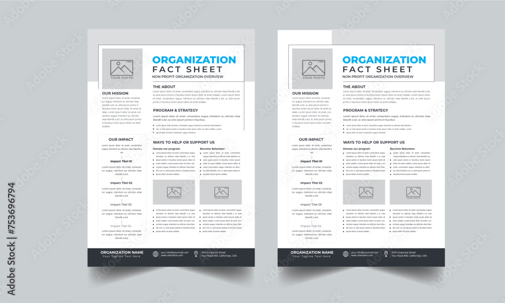 Fast Fact Layout Vector de Stock Nonprofit Organization Fact Sheet Template Layout ...
