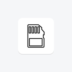 Sticker - Memory Card icon, card, storage, data, digital line icon, editable vector icon, pixel perfect, illustrator ai file