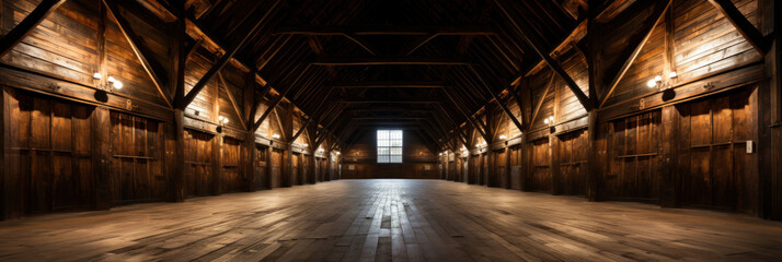  A large wooden barn that was empty.