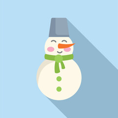 Wall Mural - Frozen snowman icon flat vector. Character costume. Season festive holiday