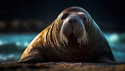 Wall Mural - Walrus on the sandy shore.