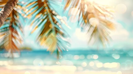 Blurred tropical beach background. Summer vacation 