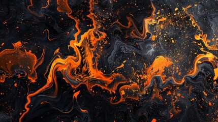 Wall Mural - Fiery black and orange abstract texture