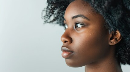 Wall Mural - Young black Afro American woman, for business portrait profile.