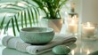 Jade green and porcelain white tranquil spa ambiance
