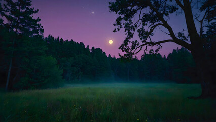 Wall Mural - a mystical night full of silence and fog.