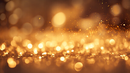 Poster - Luxury gold glitter bokeh sparkle festive background. glamorous shimmering wallpaper backdrop