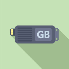Poster - Gigabyte icon flat vector. Cyber disk. Device computer storage equipment