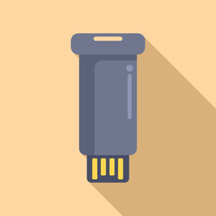 Poster - Usb flash memory icon flat vector. Machine micro size. Database server