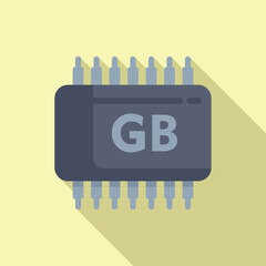 Poster - Gb product scheme icon flat vector. Micro chip digital. Size equipment