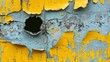 Torn hole on a steel metal background 
