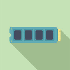 Poster - Fast ssd memory board icon flat vector. Archive usb. State disk device
