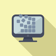 Poster - Monitor data storage icon flat vector. Shutter cloud. Data center backup