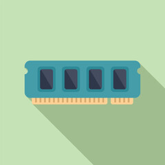 Poster - Memory board icon flat vector. Solid digital storage. Data center backup