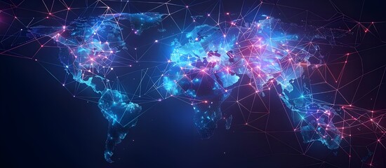 Poster - Digital map of Globe, concept of North America global network and connectivity, data transfer and cyber technology.