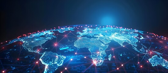 Aufkleber - Abstract digital map, concept of global network and connectivity, data world transfer and cyber technology, information exchange and telecommunication