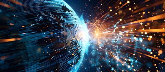 Poster - Connection lines around the Earth's surface, future technology backdrop with circles and lines. Internet global connection concept Background.