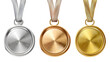 Sports competitions award first, second and third place isolated on transparent background .png
