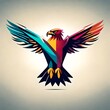 A sleek, minimalistic vector logo portraying a powerful eagle in vibrant colors, symbolizing freedom and strength.