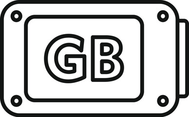 Poster - GB storage focus icon outline vector. State backup ssd. Device disk sd
