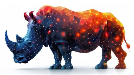 Wall Mural - a rhinoceros standing in front of a white background with a lot of dots on it's body.