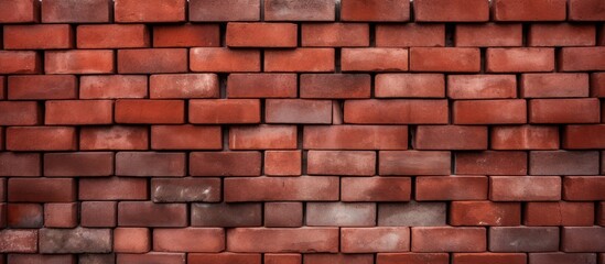 Wall Mural - Arranged red bricks viewed up close brickwork in dark red color