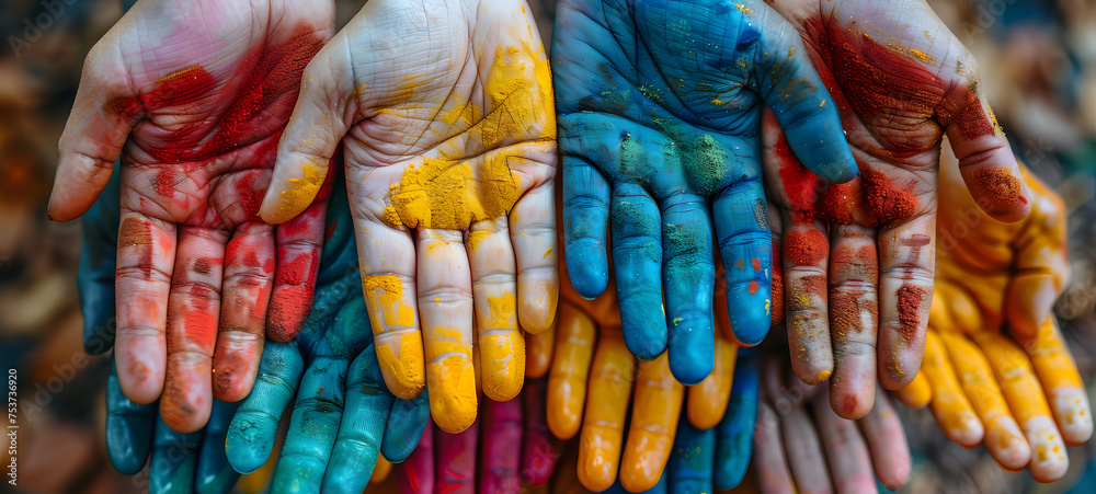 Every Color Hand Hands of different colors painted in different ways. Colorful ...