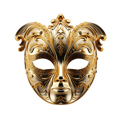 Wall Mural - Vivid depiction of a golden opera mask with a single striking eye, isolated on a pristine white  background 